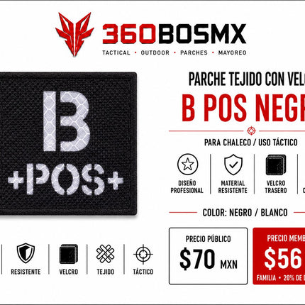 Parche Tela c/ Velcro TIpo De Sangre