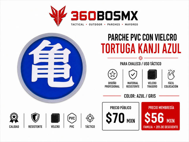 Parche PVC c/ Velcro Tortuga Kanji