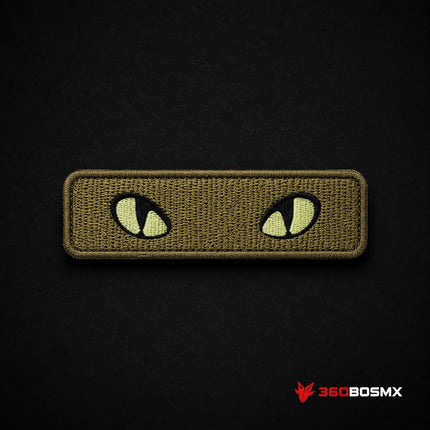 Parche Bordado Ojos Felinos Verde Olivo con Velcro