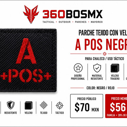 Parche Tela c/ Velcro Tipo De Sangre