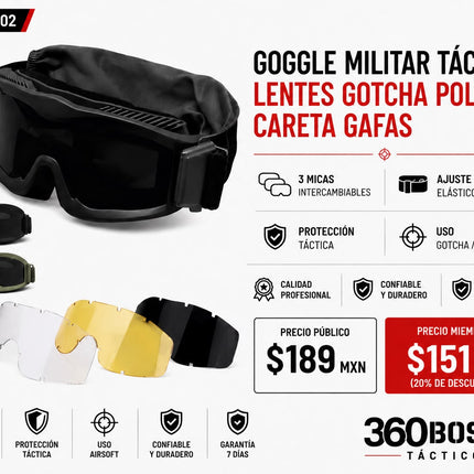 Goggles Lentes Intercambiable Tacticos