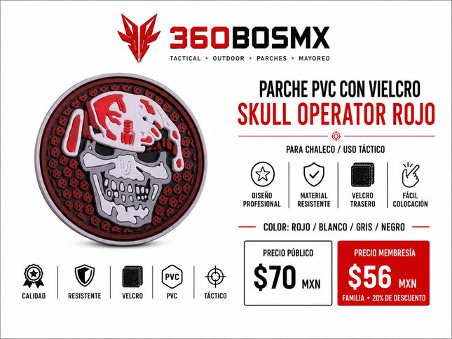 Parche PVC c/ Velcro Skull Operator A1