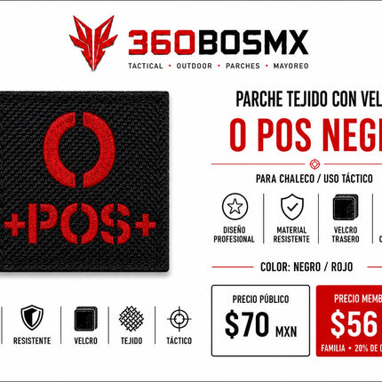 Parche Tela c/ Velcro Tipo De Sangre