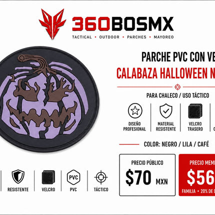 Parche PVC c/ Velcro Calavera Halloween A1