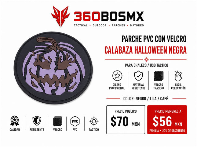 Parche PVC c/ Velcro Calavera Halloween A1