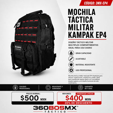 Mochila Tactica KAMPAK Negro