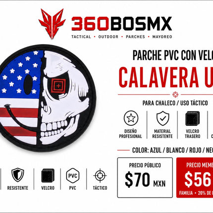 Parche PVC c/ Velcro Calavera