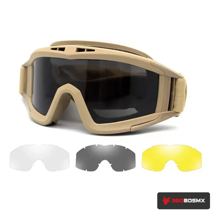 Goggles tácticos con 3 micas — Caqui MP