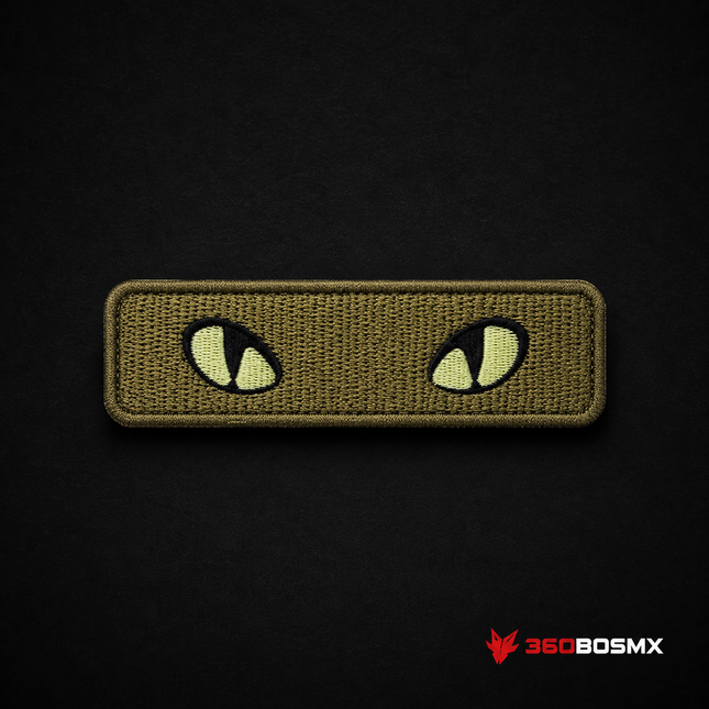 Parche Bordado Ojos Felinos Verde Olivo con Velcro