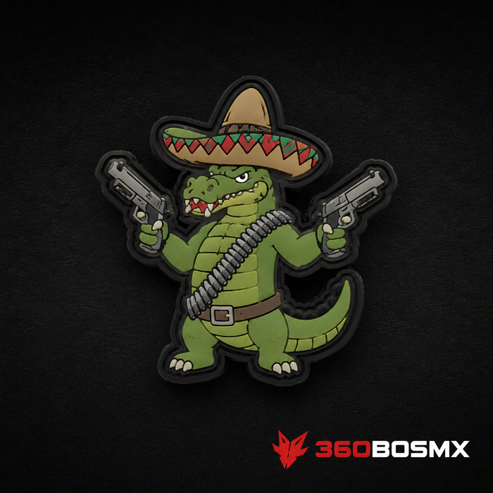 Parche PVC Cocodrilo Pistolero con Sombrero