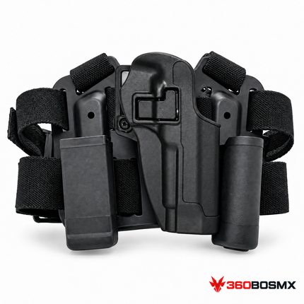 Holster táctico de piernera PJ046 para Beretta 92/96, negro, mano derecha, kit completo 360BOSMX