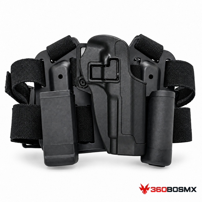 Holster táctico de piernera PJ046 para Beretta 92/96, negro, mano derecha, kit completo 360BOSMX
