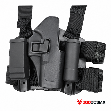Holster táctico de piernera PJ046 para Glock, negro, mano derecha, 360BOSMX