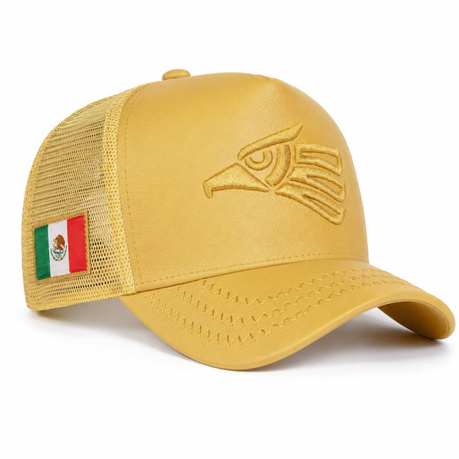Gorra kaki  trucker de  malla ajustable con aguila y bandera de México  277 JD