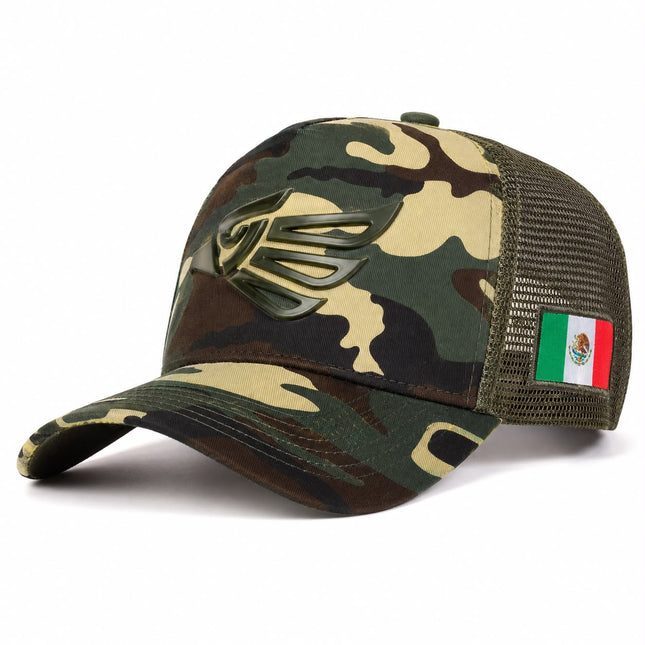 Gorra Camo Trucker Ajustable con Águila Mexicana en Relieve 3D 198 JD
