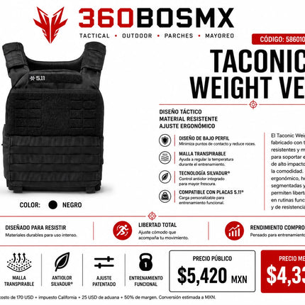 511 Chaleco Taconic Porta Placas