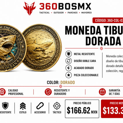 Moneda tiburón dorada