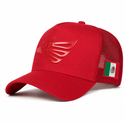 Gorra Rojo Trucker Ajustable con Águila Mexicana en Relieve 3D 198 JD