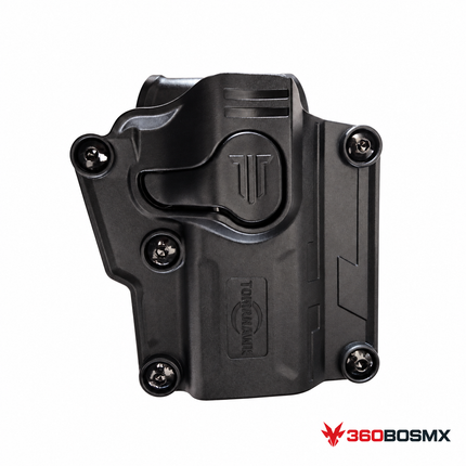Funda holster WG88 negra de polímero, vista frontal sobre fondo blanco, 360BOSMX