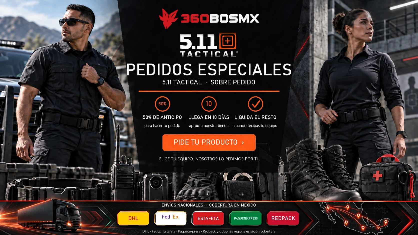 Pedidos especiales 5.11 Tactical: 50% de anticipo, llega aproximadamente en 10 días y liquida el resto al recibir. Envíos a todo México.